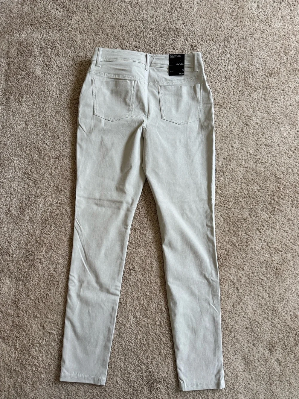 INC International Concepts Women's Button-Fly Skinny Leg Beige Pant